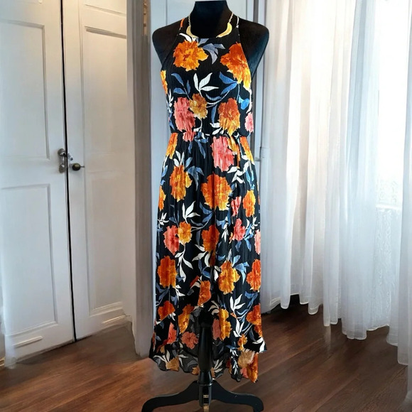Fika the Brand Dresses & Skirts - Fika the Brand fall  Floral Gauzy Halter Ruffle Maxi Dress  Size Medium High Low